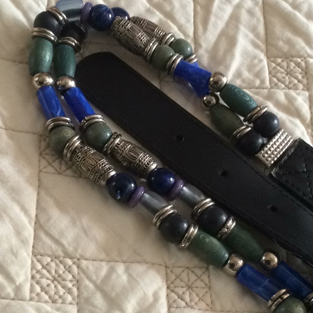 Silver Blues-n-Beaded Belt